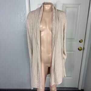 Peruvian Link Women's Sweater Medium Alpaca Cardigan open Front Knit L/S G3-16